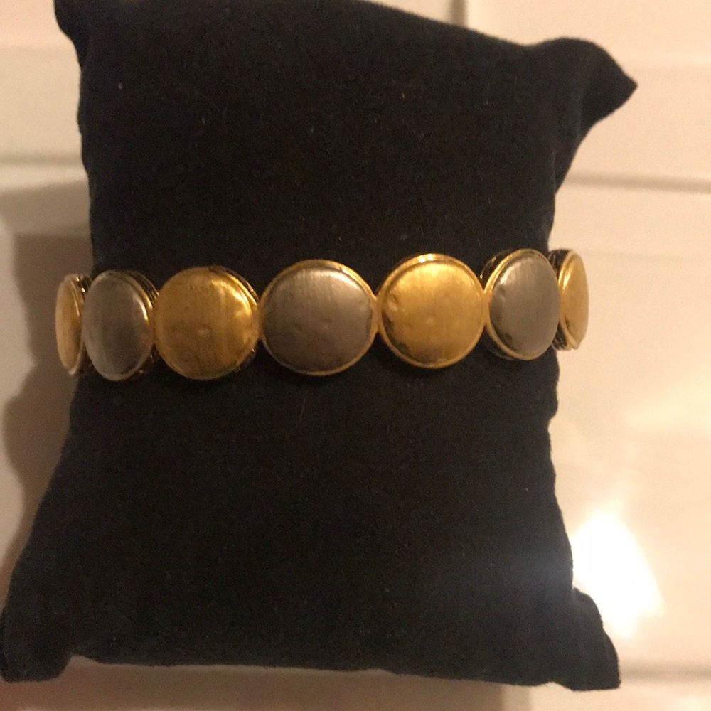 Silver and gold hammered bracelet